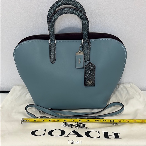 Coach Blue Dakotah Satchel with Colorblock Snakeskin Detail - Picture 1 of 12